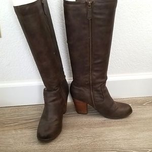 Brown knee high boots